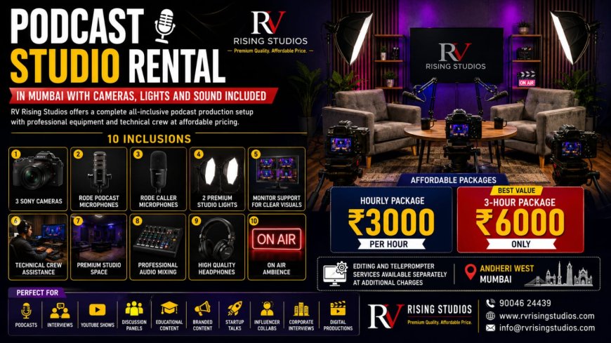 Affordable Podcast Studio Rental in Mumbai with 3 Sony Cameras